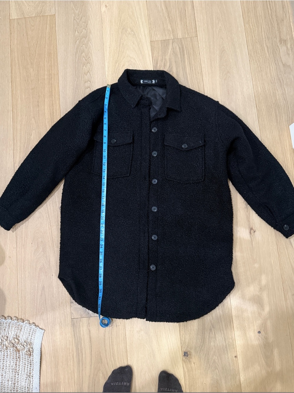 Black Sherpa-Style Button-DownJacket